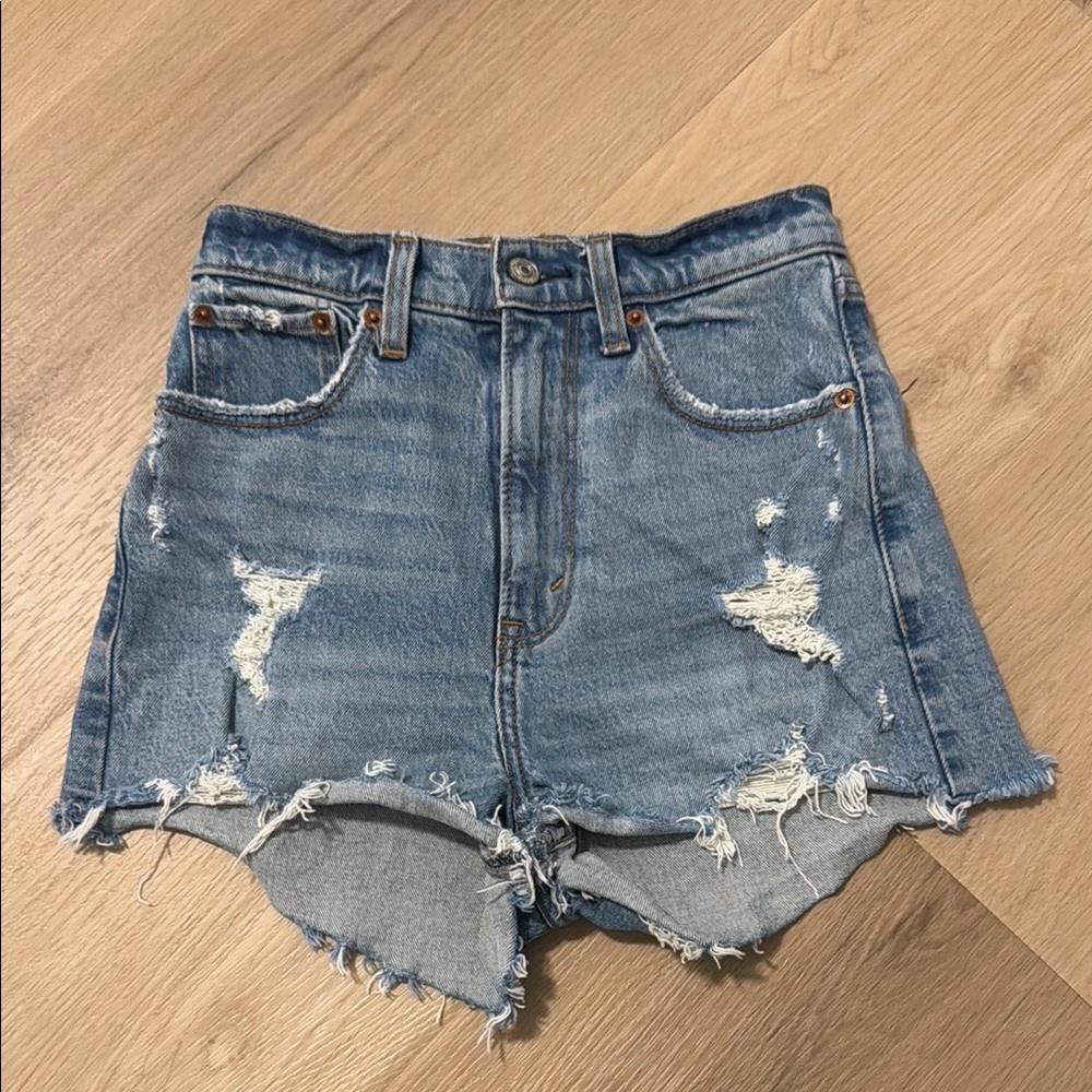 Abercrombie & Fitch high waisted denim Shorts Distressed Raw Hem